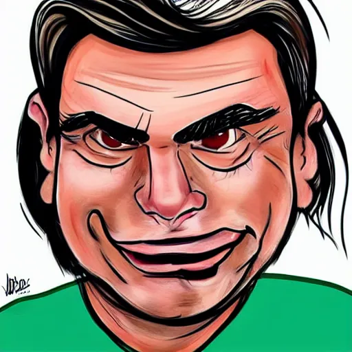 Image similar to jair bolsonaro caricature realism, in the style of al hirschfeld!