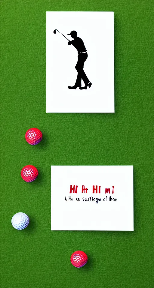 Prompt: a beautiful graphic design, simple, a golf themed greeting card that says,