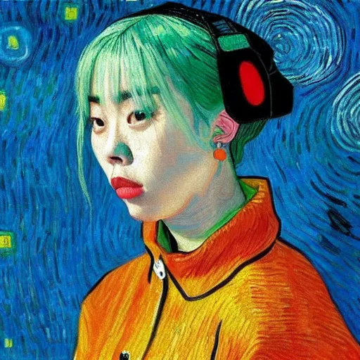 Prompt: korean billie eilish by vincent van gogh