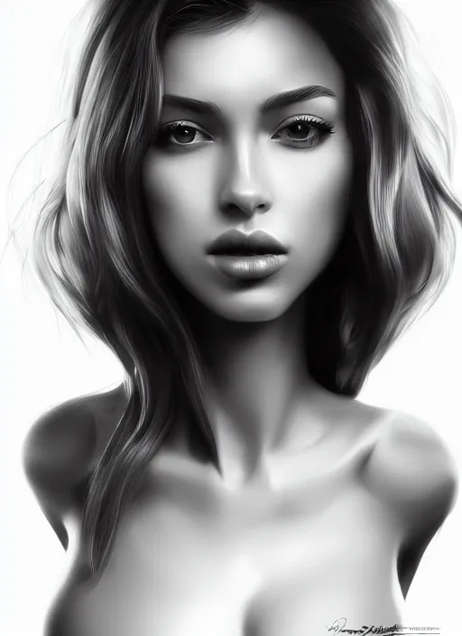 Prompt: full body portrait of a beautiful woman in black and white, photorealistic, art by diego fazio and diegoKoi and artgerm, concept art, hyper sharp focus, 8k highly detailed
