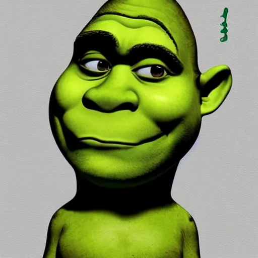 Image similar to shrek with buzz cut pencil sketch, colored