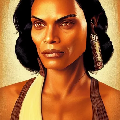 Prompt: “realistic portrait of Rosario Dawson as Ashoka Tano (star wars), digital art”