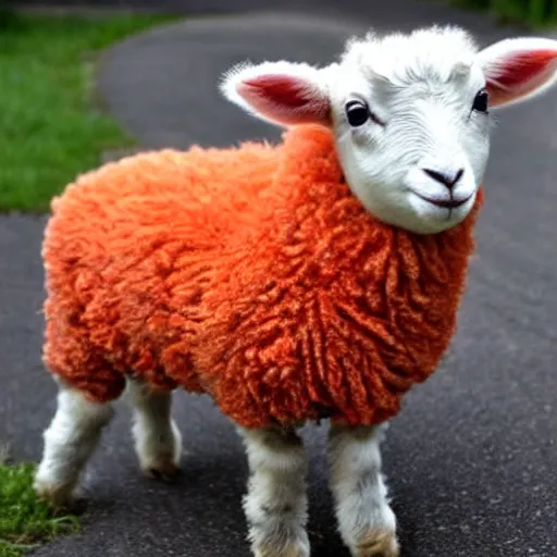 Image similar to cute lamb wearing orange inmate clothes