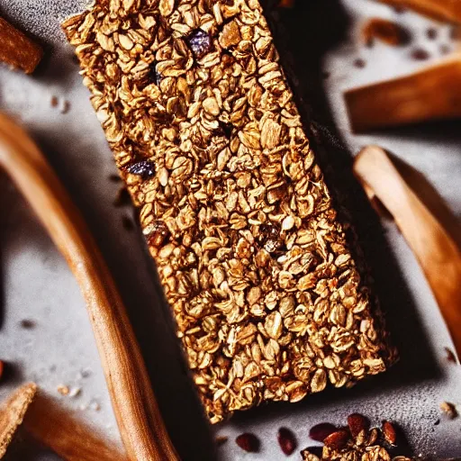 Image similar to high resolution photo of granola bar, michelin star, very tasty, food photography, instagram, trending