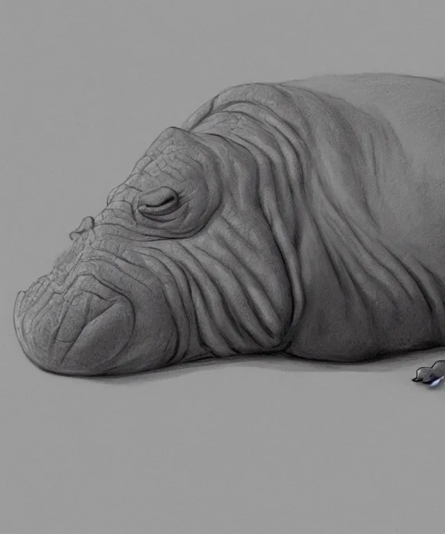 Image similar to tired anthropomorphic hippo lying in bed, closeup, accurate features, focus, very intricate ultrafine details, masterpiece, 8 k hd, realistic shaded lighting, digital painting, artstation, concept art, kids book illustration, sharp focus, illustration