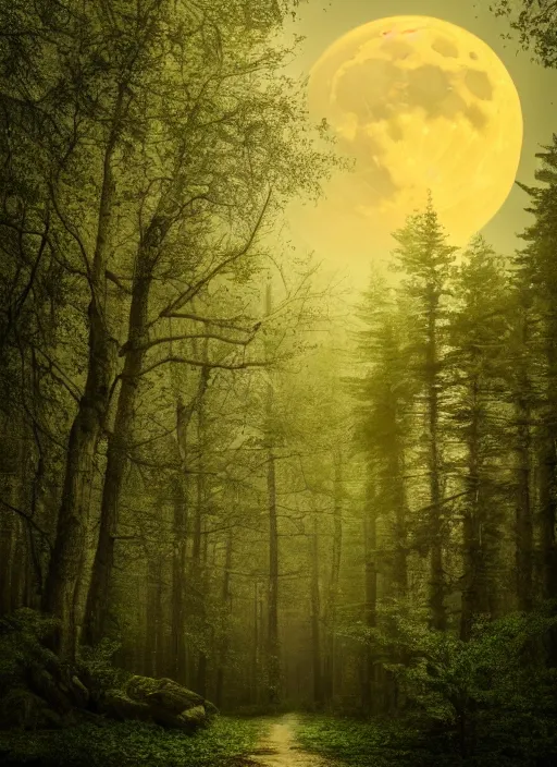 Image similar to 4 k, high details, thriller book cover of a forest with moon, realistic concept, unsplash photography, shutterstock, getty images, highly detailed photography, flickr, white background