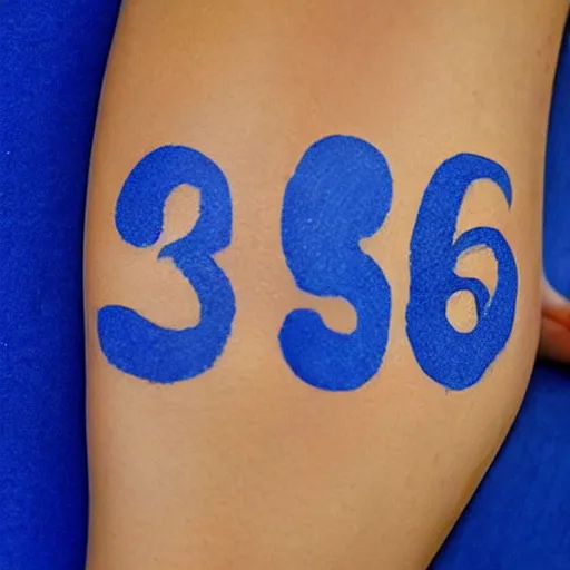 Prompt: the number'6 4'written in the shape of a skin scar