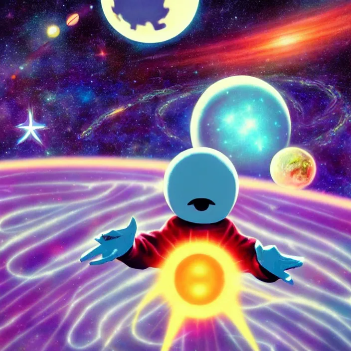 Prompt: starman from earthbound, starman, earthbound, psychedelic background, deep space