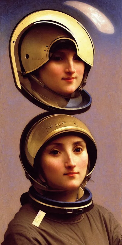 Prompt: portrait of an ancient human species in astronaut helmets, by bouguereau