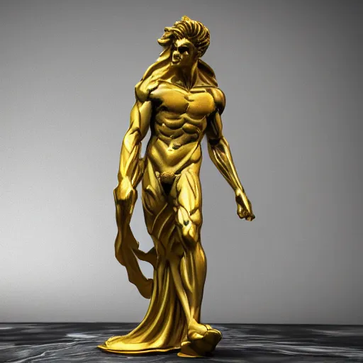 Prompt: Marble Statue of Hades, gold,hyper detailed, ultra realistic, character concept, full body, dynamic pose, 4k