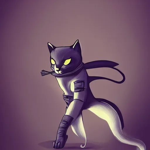 Prompt: ninja cat , digital art , trending on artstation