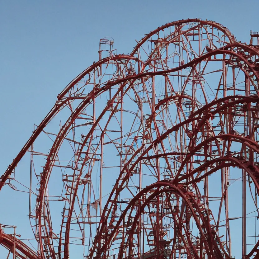 Image similar to deadly rollercoaster, cinematic, day