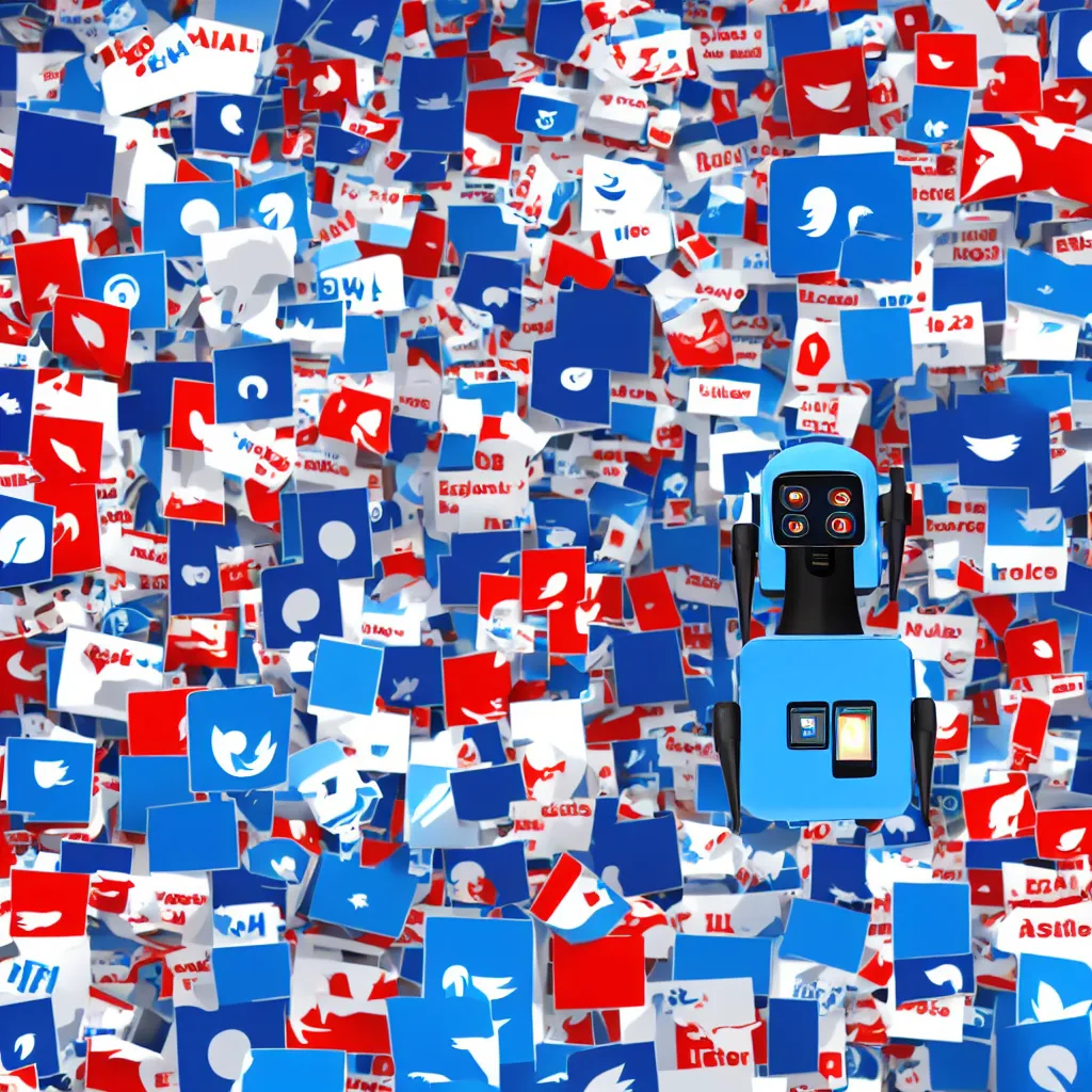 Image similar to electoral campaigning twitter bot, high detail, colors, robot, beautiful