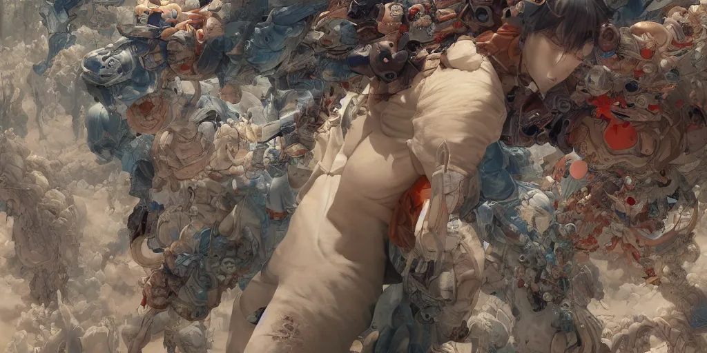 Prompt: monumental paiting soft light by james jean and katsuhiro otomo and yoshitaka amano, inspired by akira anime, smooth face feature, octane render, intricate oil painting, high detail illustration, sharp high detail, manga and anime 1 9 9 9