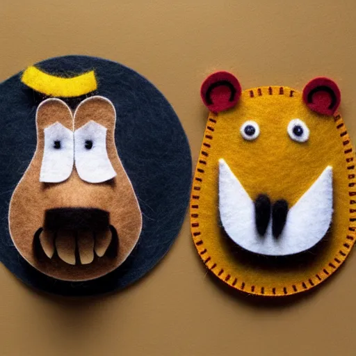 Prompt: detailed felt caricatures of animals in the jungle