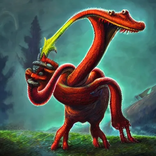 Image similar to hyper realistic trogdor the burnanator