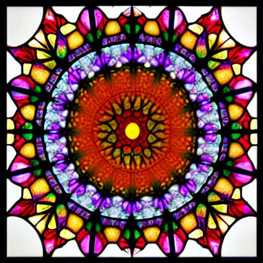 Prompt: stained glass fractal of a colorful sunset