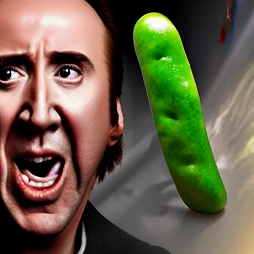 Image similar to nicolas cage screaming covered in peas