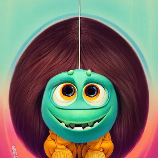 Prompt: monster inc portrait, Pixar style, by Tristan Eaton Stanley Artgerm and Tom Bagshaw.