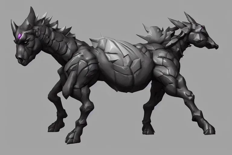 Prompt: 3d sculpt of an evil undead horse, artstaton, League of Legends, overwatch, digital illustration