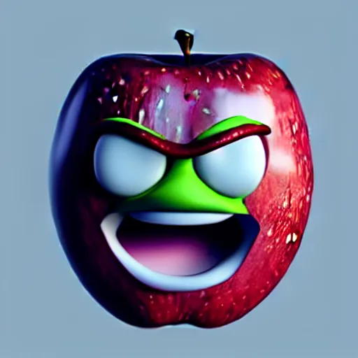 Prompt: an apple with an angry face, disney render, render engine 5, realistic