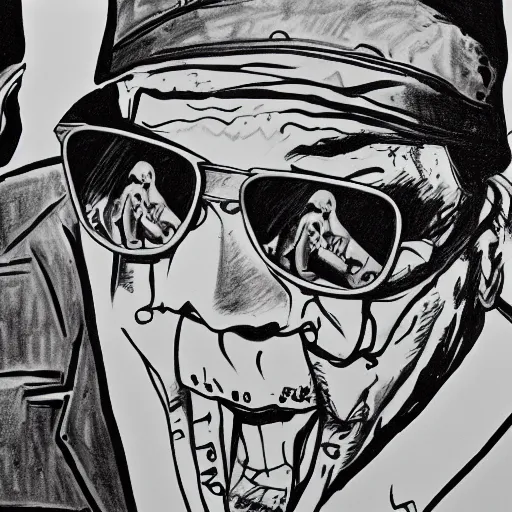 Prompt: highly detailed pencil on paper of fear and loathing in las vegas by hunter s thompson, 8 k resolution,