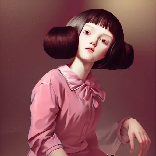 Image similar to little girl in pajama. digital artwork made by ilya kuvshinov, inspired by balthus, highly detailed, realistic,