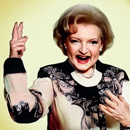 Image similar to betty white crossing fingers for luck