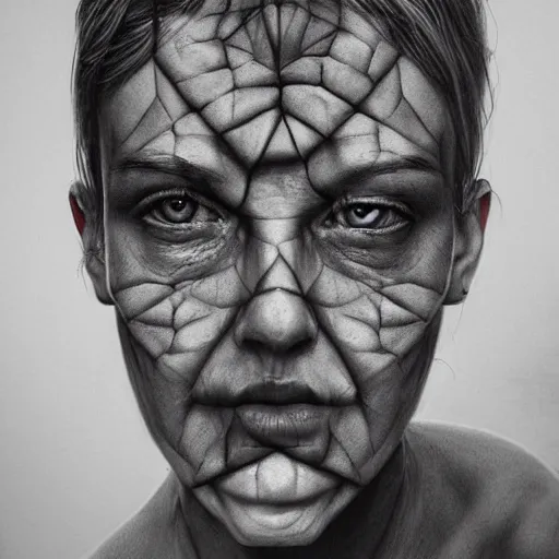 Image similar to a two people's face fusing together!!!!!!, photorealistic art style, charcoal drawing by richard mortensen, matte drawing, hyper realism, zbrush, mannerism