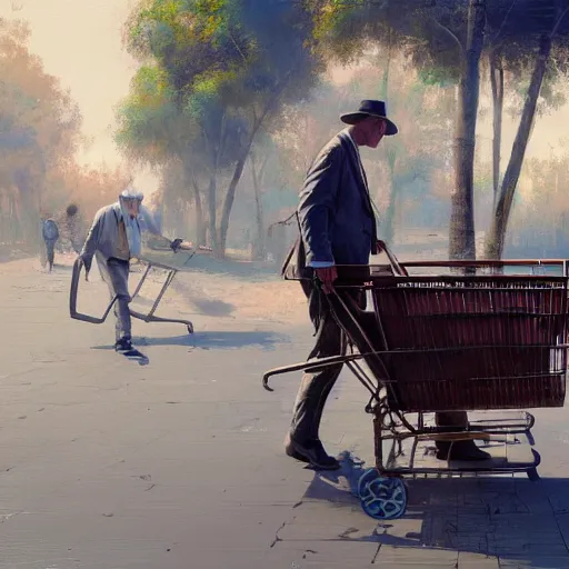 Image similar to a man drags a cart, hyperrealism, no blur, 4 k resolution, ultra detailed, style of ron cobb, adolf hiremy - hirschl, syd mead, ismail inceoglu, rene margitte