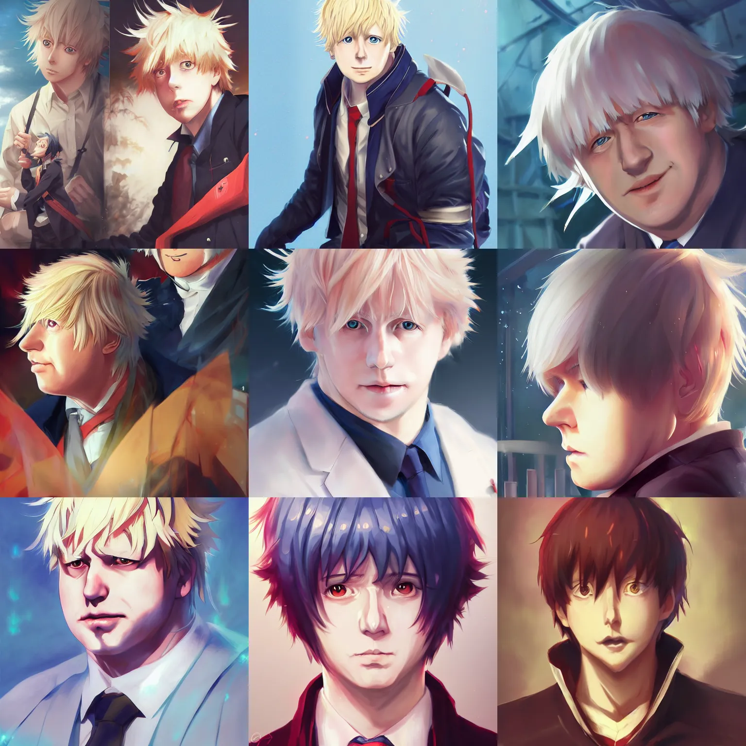 Prompt: anime portrait of Boris Johnson as an anime man by Stanley Artgerm Lau, WLOP, Rossdraws, James Jean, Andrei Riabovitchev, Marc Simonetti, and Sakimichan, trending on artstation