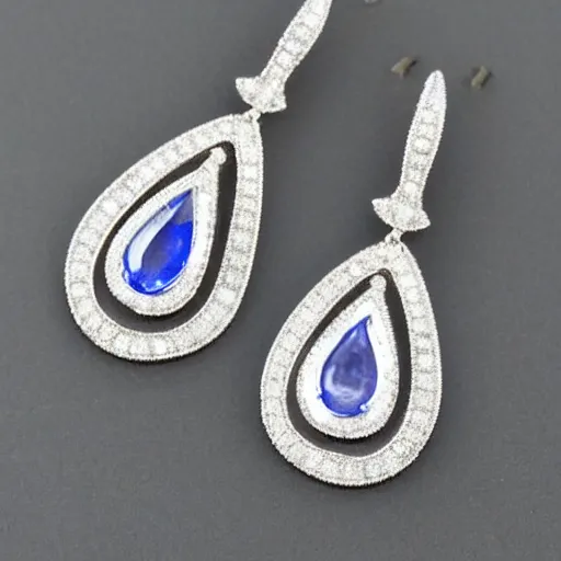 Image similar to teardrop sapphire earrings with diamond accent. 1 9 2 0's, flapper, great gatsby