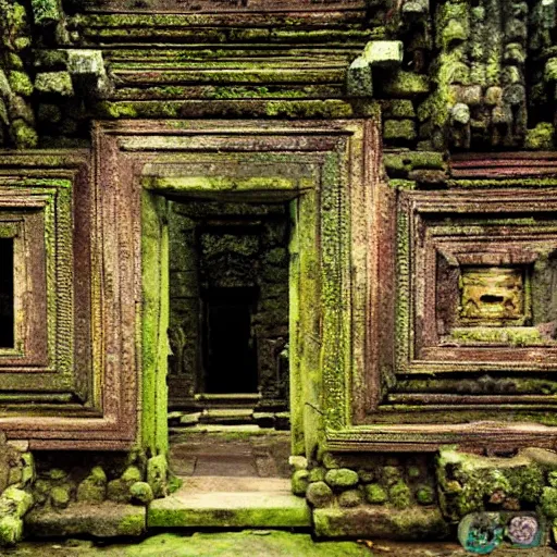 Prompt: candi bentar, javanese split gateway. fantasy concept art. overgrown, mossy, cracked and worn