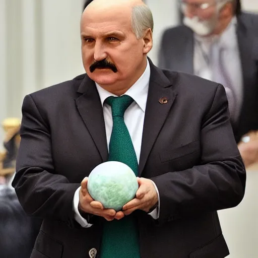 Prompt: Alexander Lukashenko as a supervillain, holding earth in his hands