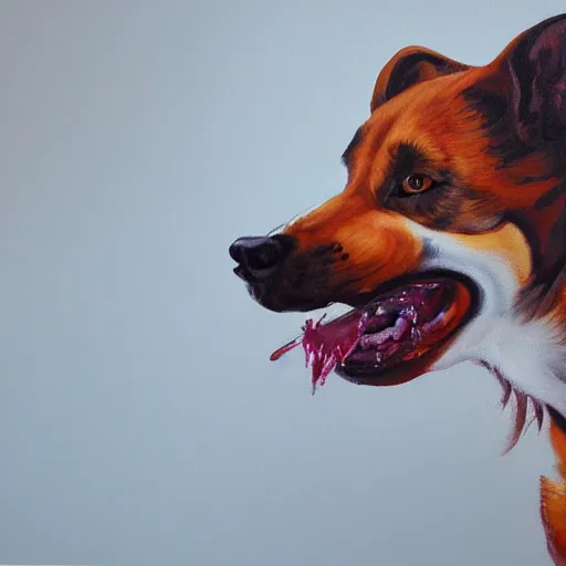 Image similar to painting of a rabid dog, trending on artstation