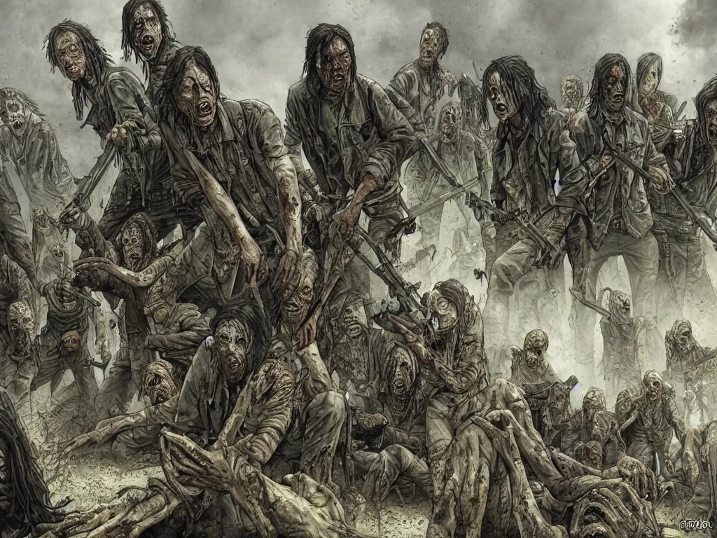 Prompt: walking dead in germany by john howe