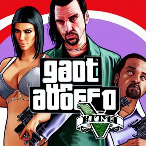 Image similar to videogame cover of gta 6 miami kim kardashian and george floyd accurate eyes