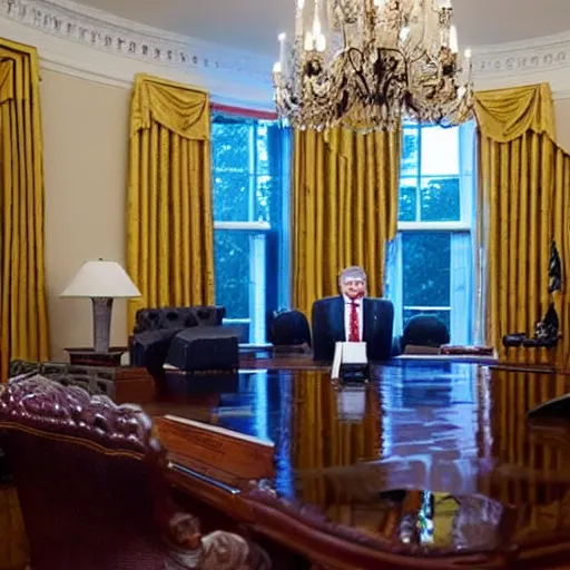 Prompt: a group of ghost in the room office trump