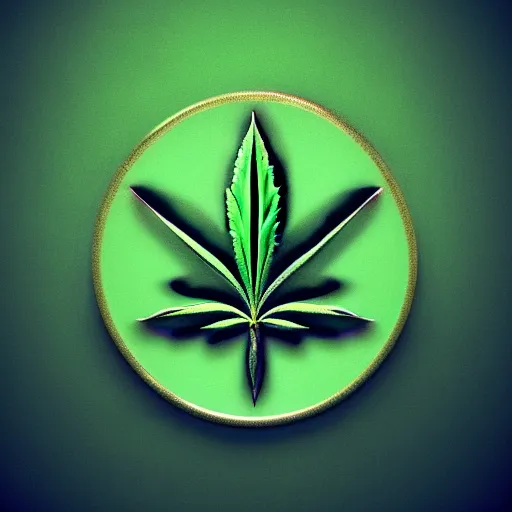 Image similar to game concept art of a cannabis symbolism, logo, cgsociety, artstation