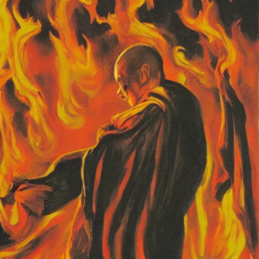 Image similar to the burning monk - malcom browne, 1 9 6 3