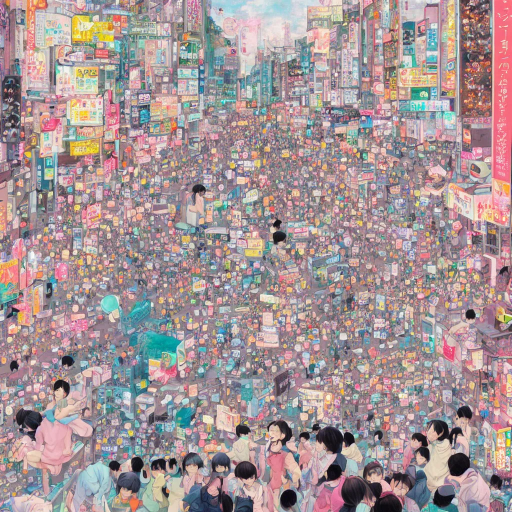 Prompt: tokyo shibuya dreamscape by Hikari Shimoda, bright tones