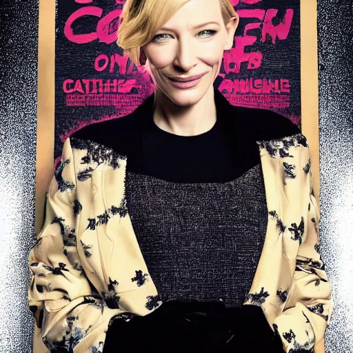 Prompt: cate blanchett , comedy, movie poster,