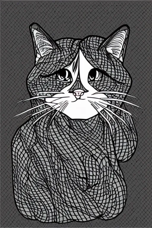 Image similar to Digital cartoon drawing of a kawaii cat, High quality, cel shading, thick line-art