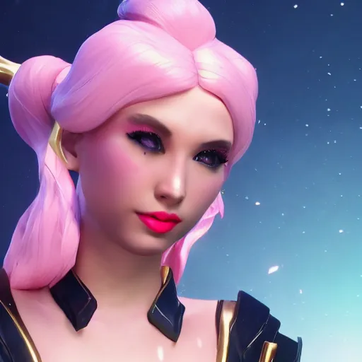 Image similar to still of pretty Lux (League of Legends) in KDA More music video. 3d render, octane render, game art, realistic, highly detailed, trending on artstation, 4k, trending on artstation, pixar, cgsociety, unreal engine 5, redshift render, trending on artstation, blender, behance, cg