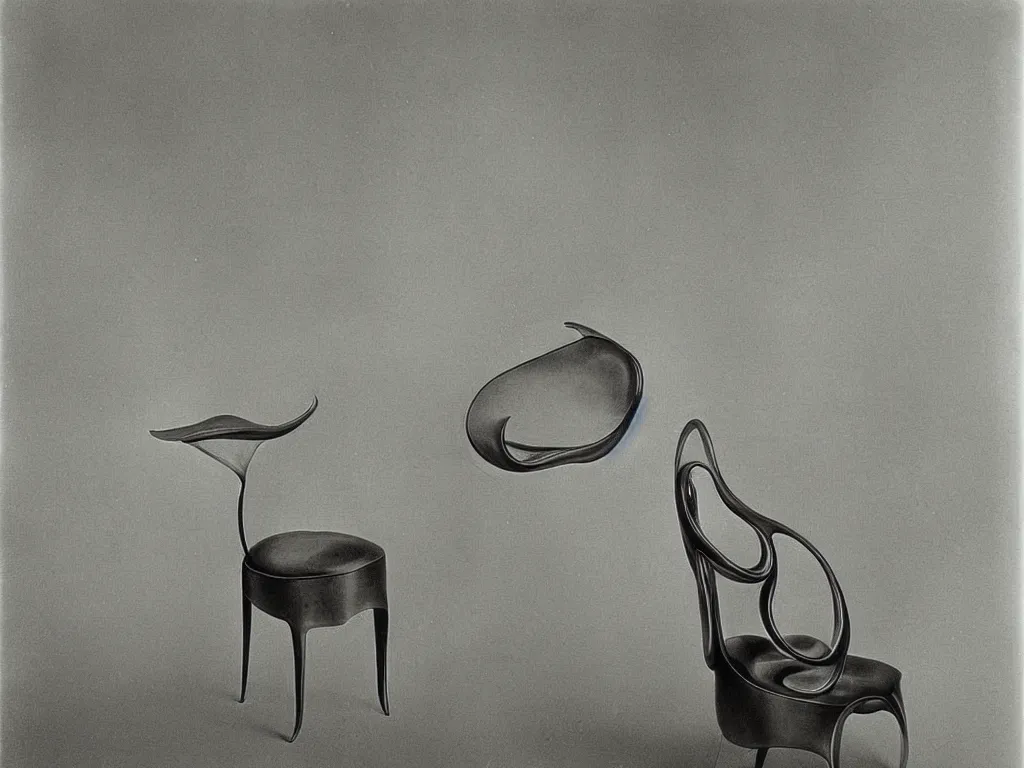 Image similar to luminescent gothic chair with ear. karl blossfeldt, agnes pelton, roger dean