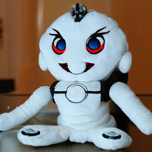 Image similar to cute fumo plush of the goddess of the mechanical realm, robot deity