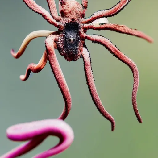 Prompt: a spider mixed with an octopus, hybrid creature, professional photography