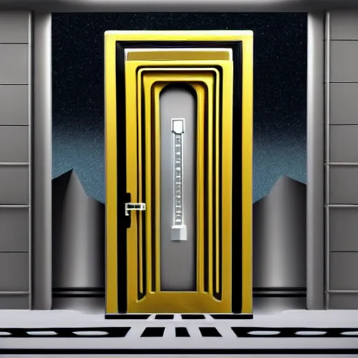 Prompt: hyperrealistic art - deco sci - fi door