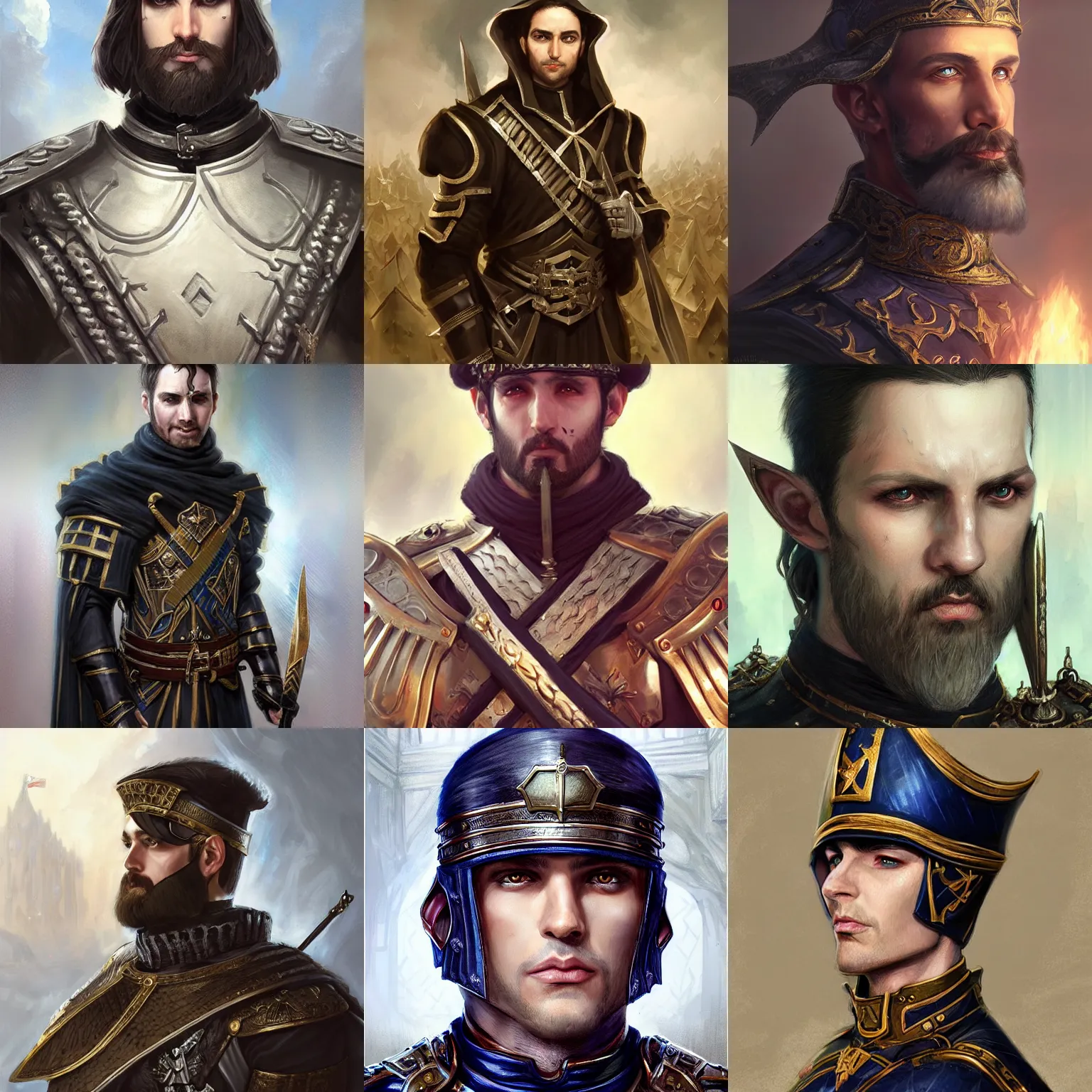 Prompt: male gothic byzantine officer, D&D, fantasy, portrait, highly detailed, digital painting, trending on artstation, concept art, sharp focus, illustration, art by artgerm and greg rutkowski and magali villeneuve