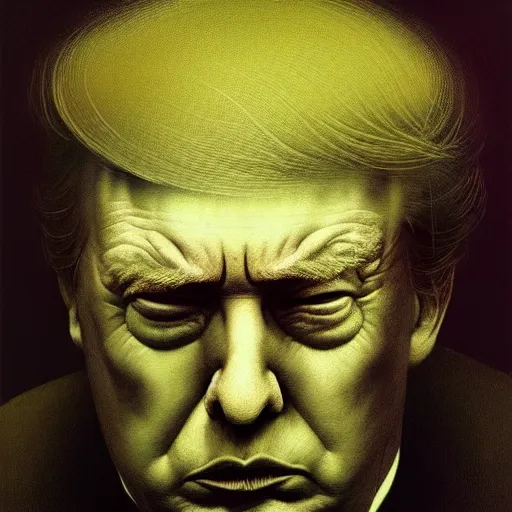 Image similar to A portrait of trump by Zdzisław Beksiński and Ilya Repin,In style of Futurism.digital art, illustration,hyper detailed,smooth, sharp focus,trending on artstation,oil on the canvas,4k